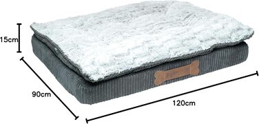 Крісло-ліжко для собак Petface Ultimate Luxury з memory foam, сірого кольору, XL, 120 x 90 x 15 см, машинне прання