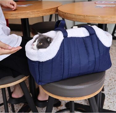 Транспортна сумка для собак та котів, для цуценят, миється, складається, з безпечним шнуром, з ручками, широке дно, темно-синій