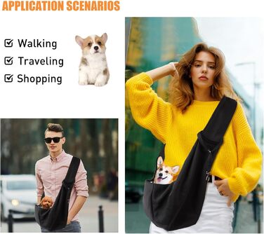 Сумка-слінг для собак NiCoLa: переноска для цуценят, чихуахуа, пуделів, бішон фрізе та котів, сіра/чорна