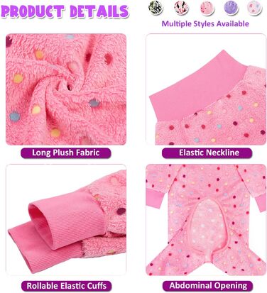 Теплий зимовий костюм-піжама для собак середніх та великих порід, фланелевий, рожевий у горошок (XL)