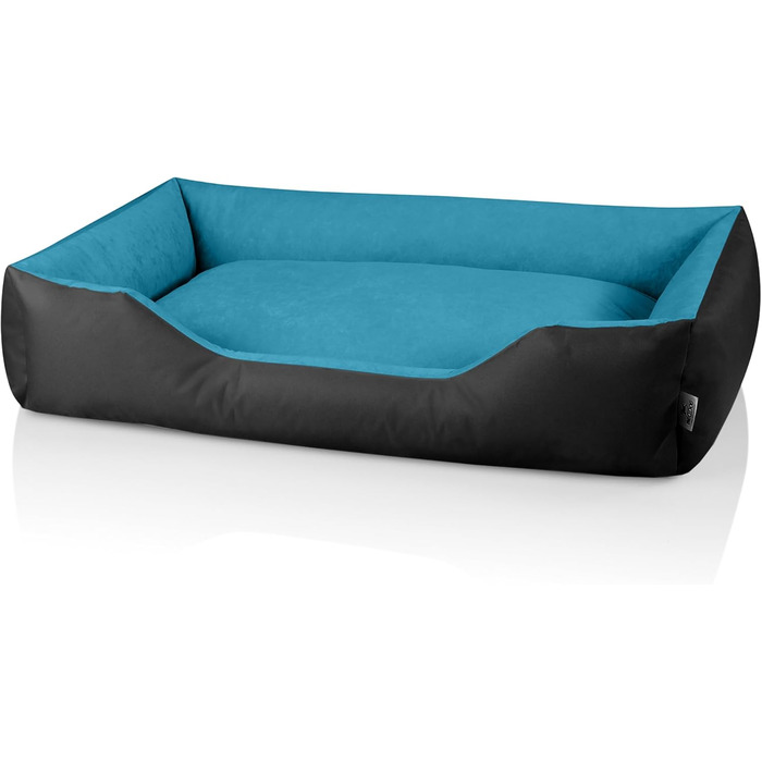 Лягушкове ліжко для собак BedDog LUPI, м'яке ліжко для собак з знімним та пральним чохлом, корзина для собак, диван для собак, для маленьких собак, S, чорно-сірий (BLUE-SKY (чорний/синій), L 150 x W 110 x H 28 см)
