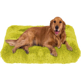 М'яке плюшеве ліжко для собак, розмір M, велике, ліжко для собак, матрац, можна прати, пухнасте, затишне, подушка для собак, заспокійливе ліжко для котів та собак, килимок (XXL-110 x 80 см, світло-зелений)