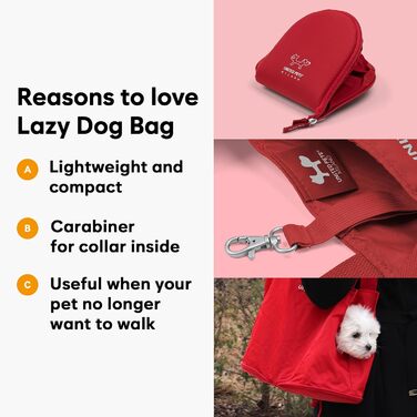Сумка-переноска для собак United Pets Lazy Dog, червона, легка, складна, 35x15x25 см