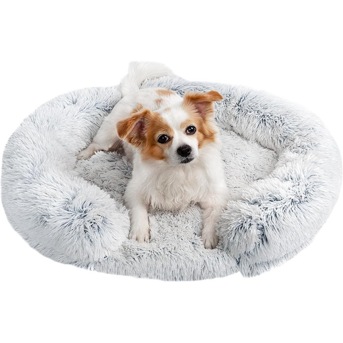 Ортопедичне ліжко для собак середнього розміру, знімний та миючий чохол, м'яке ліжко-подушка для собак та котів, C-подібної форми, комфортне (сірий, M-60см)