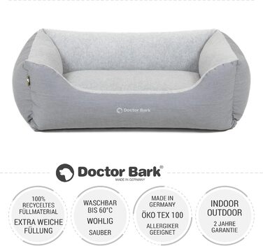 Ліжко для собак Doctor Bark Kleine Hunde - Корзина для собак, м'яка та пухнаста - Миється, зносостійка, затишна - Зроблено в Німеччині GreenLabel (S - 74x55 см, світло-сірий)