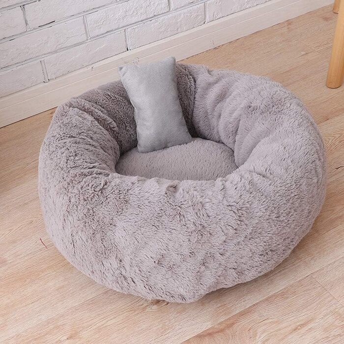 Кругле лежанка-гніздо для собак малого та середнього розміру, м'яке та тепле, 50x50x22 см, сірий