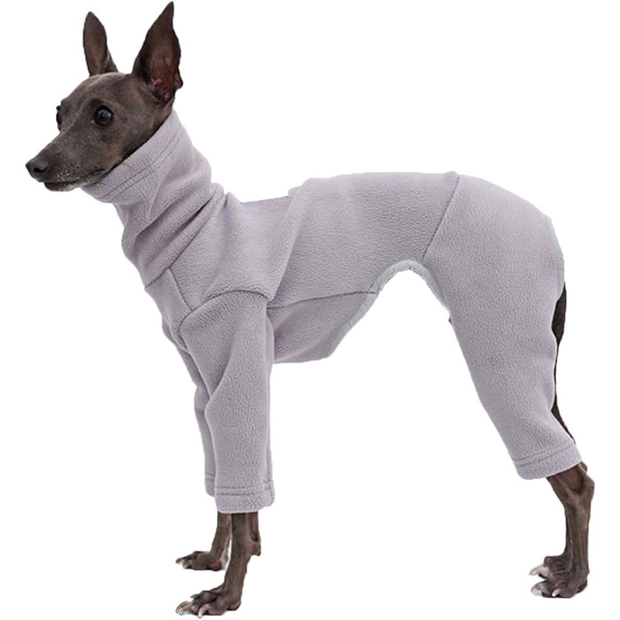 Теплий фланелевий халат для грейхаундів та віппетів, флісовий пуловер з ніжками, вітрозахисний халат з коміром-стійкою, зимовий халат для собак, малих, середніх та великих порід (фіолетовий, XX (X-Small))