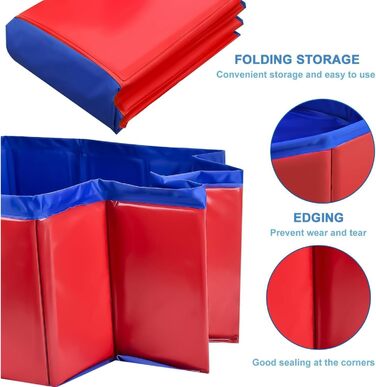 Надувний басейн для собак та котів, 60x20 см, блакитний/червоний, з неслизького ПВХ