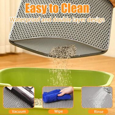 Килимок для котячого туалету Asoway Katzenklo 80x60 см, вологостійкий, з антиковзаючим покриттям, двошаровий, з дизайном стільових сот