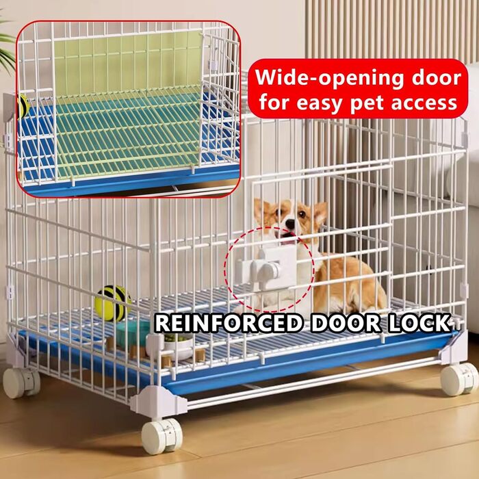 Клітка для собак, переноска для собак, металева клітка-переноска для дому, 52x36x49 см, з дашком та висувною полицею, на колесах