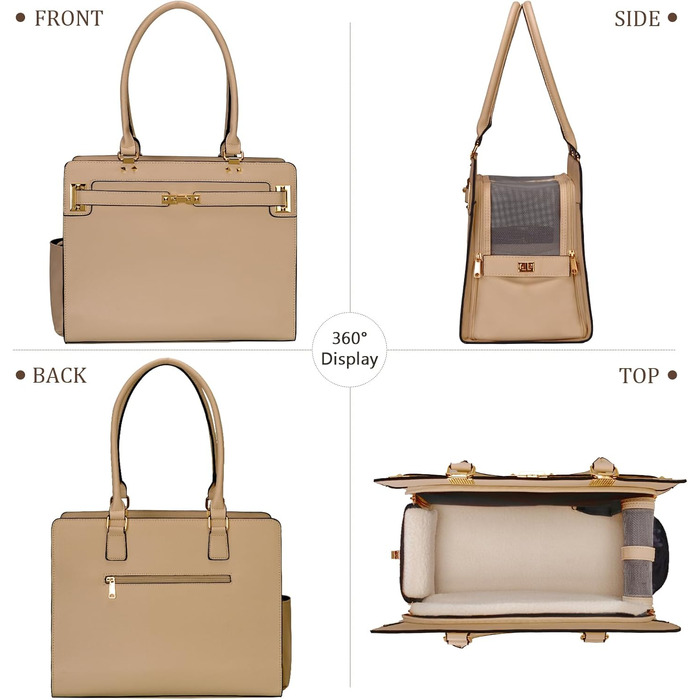 Сумка-переноска для собак та котів 2-в-1, стильна, з м'якими боковинами, для подорожей, складна, для цуценят та маленьких тварин (чорний + коричневий, 38,1 см x 19,1 см x 15 см)