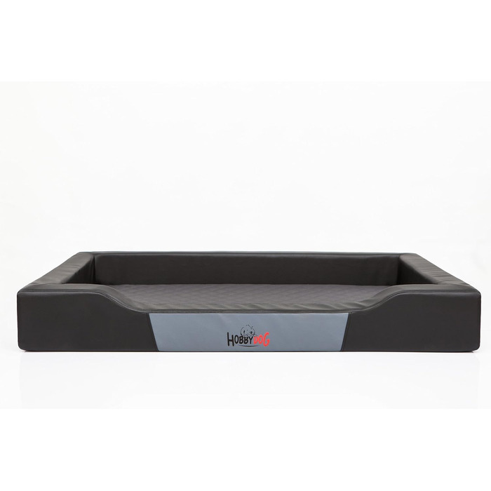 Лежак для собак Delux XXL 120x80 см, чорний, штучна шкіра та міцний кордура