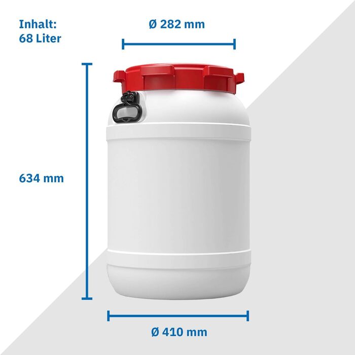 Контейнер для корму для тварин 68 літрів з кришкою та лопаткою | HDPE, преміум-якість | Зручні ручки