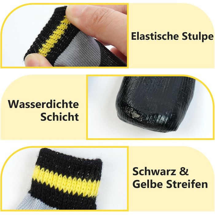 Водонепроникні шкарпетки для собак - захист лап Outdoor, 4 шт., антиковзні, для Лабрадора, Хаскі (6#, чорний)