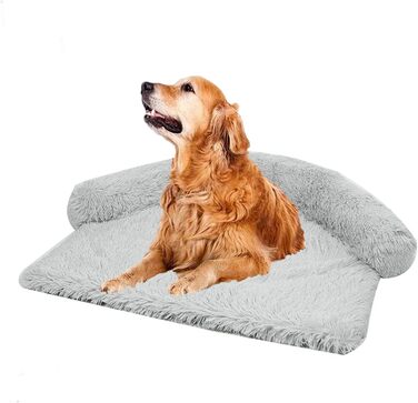 М'яка плюшеві килимки для собак на диван, заспокійливе ліжко для собак, ультрам'яке хутро для домашніх тварин, м'яке, можна прати, подушка, захист меблів, ліжко для собак та котів (M, світло-сірий)
