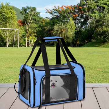 М'яка переноска для котів та собак, дихаюча сумка-переноска для подорожей, блакитна