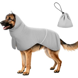 Водонепроникний дощовик для собак з світловідбиваючими смугами та отвором для повідка - дихаюча куртка для собак всіх розмірів, вітронепроникний та регульований (Сірий, L)