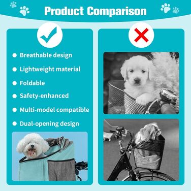 Корзина для собак на велосипед 3-в-1, 32×29×39 см. Складана сумка-переноска для тварин, вантажопідйомність до 5 кг. Підходить для магазинів зоотоварів, прогулянок, пікніків та лікарень.