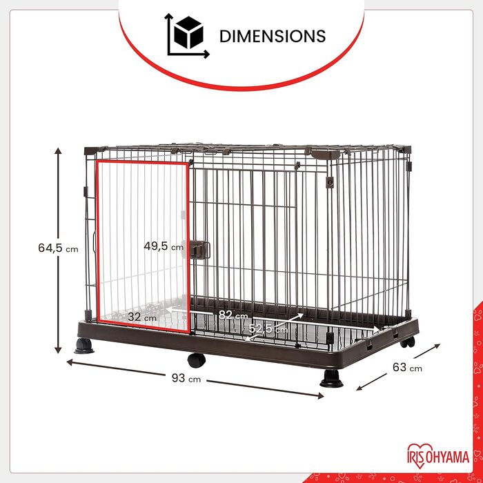 Клітка для собак та котів Iris Ohyama STS-1200TY, 66 см, коричнева, з дахом та замикаючоюся дверима, для внутрішнього та зовнішнього використання