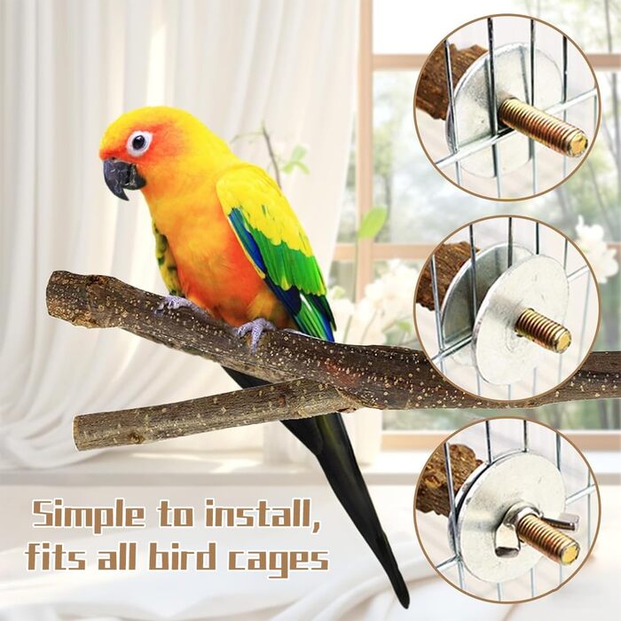 Набір аксесуарів для пташника: 8 дерев'яних жердовок для хвилястих попугайчиків та інших птахів