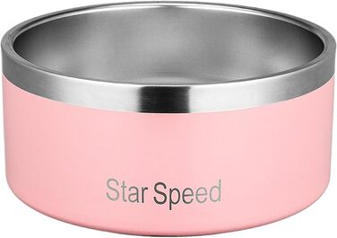 Миска для великих собак StarSpeed з нержавіючої сталі, нековзна, міцна, місткість 1,8 л, рожева