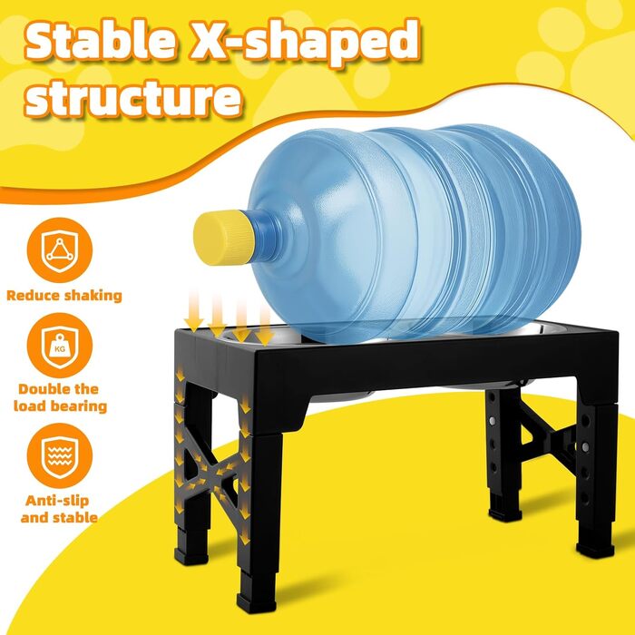 Підвищена годівниця для собак, регульована висота, великі породи - 2 x миска з нержавіючої сталі (1200 мл) + 1 x повільна годівниця (800 мл) - стійка станція для годування середніх/великих собак, чорний/сірий колір