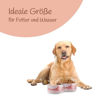 Набір мисок для собак з кераміки 2 шт. (400 мл) - для маленьких та великих собак, з антиковзною основою, придатні для миття в посудомийній машині, рожевий колір