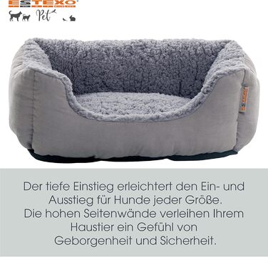Крісло-ліжко для собак ESTEXO, сіро-світло сірий колір, 90x70x20 см