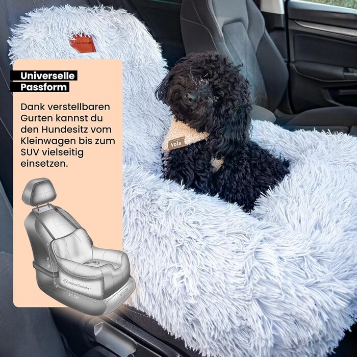 Автокрісло для собак Fluffy з ременем безпеки, чорне/біле, для малих, середніх і великих собак, знімний і праний чохол