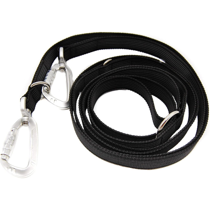 Повідок для собак Twinkys Dog Style, потрійна регулювання, гумований, 20 мм, 3 м, з карабіном безпеки, чорний