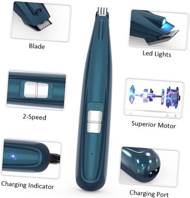 Триммер для догляду за лапами та обличчям домашніх тварин Supvox - тиха електрична машинка для собак та котів з керамічними лезами