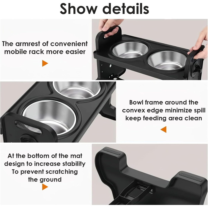 Підвищена годівниця для собак Felenny, регульована висота, 4 рівні, без розливання, повільний диспенсер води для собак та котів