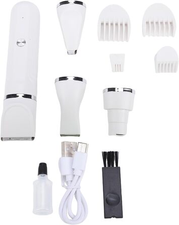 Машинка для грумінгу Haofy 4-в-1 для собак та котів, USB, тиха, бездротова, 60-90 хв, для дому та подорожей (біла)