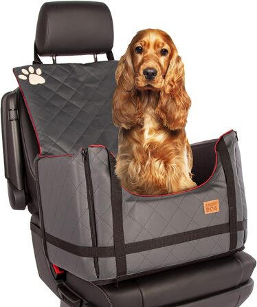 Автомобільний лежак для собак Golden Dog - сірий, 65x53x27 см, з кріпленням на ремінь безпеки, водонепроникний, для пасажирського сидіння, складаний