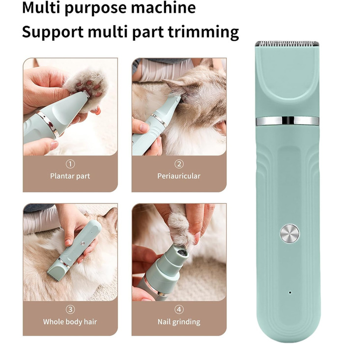 Триммер для собак | Набір для догляду за собаками 4-в-1 | Акумуляторна регульована ножиці для цуценят вдома, зелений