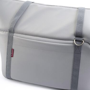 Сумка-переноска для собак та котів | Шкіряна сумка-переноска з гумкою та карабіном | до 15 кг | Шкіра | Розмір L | Сірий колір (42 x 29 x 33 см)