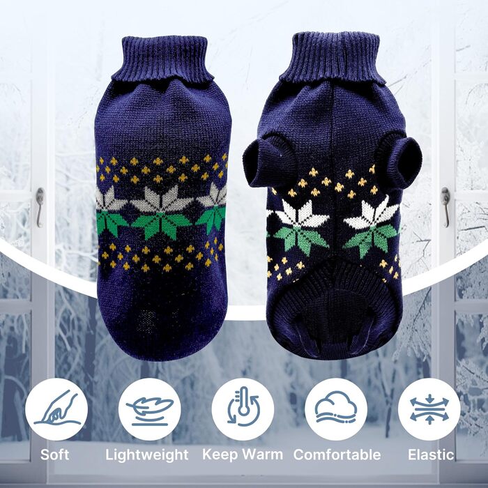 Теплий в'язаний пуловер для собак Rokragen Wepenherz, зимовий одяг для малих та середніх собак (Yorkie, Spitz, Schnauzer), колір navy, розмір S