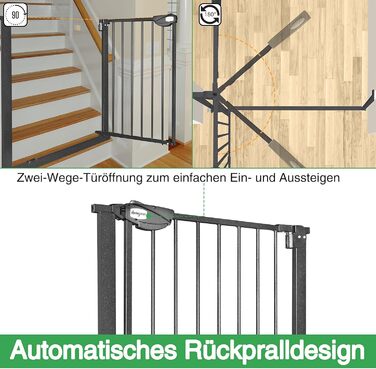 Захист для дитячих воріт HENGMEI: сітка для сходів, без свердління, 180° відкривання, 105-115 см (Білий)