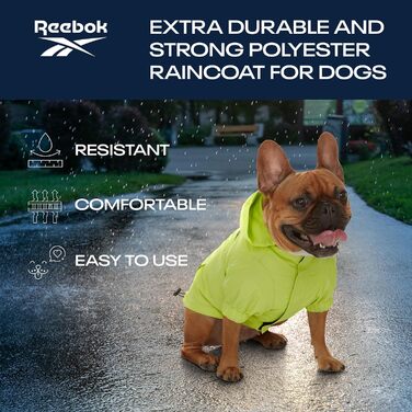 Reebok Дощовик для собак з капюшоном, водонепроникна куртка для малих і великих порід, регульований шнурок, легкий і гіпоалергенний
