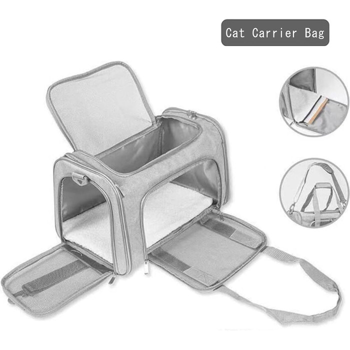 Сумка-переноска для котів і собак 43,2x27,9x27,9 см, м'яка, дихаюча, складана, для подорожей і авіаперельотів, до 6,8 кг