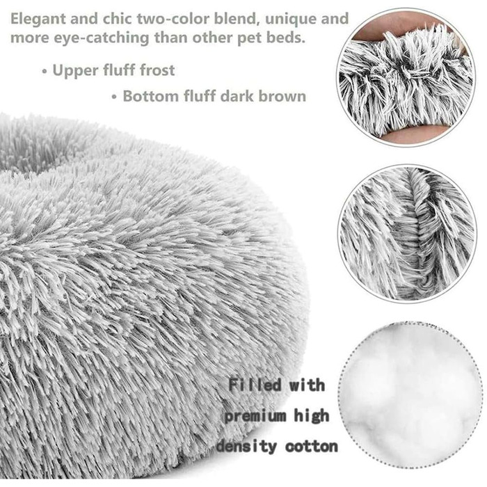 Ортопедичне ліжко для собак, кругле м'яке гніздечко для собак та котів, з водонепроникним дном, біле, Ø 50 см