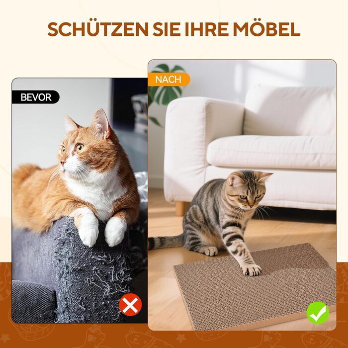 LIFLIX Дряпальня для котів з будиночком, 7 шт. з гофрокартону, міцна, 42×32×15 см