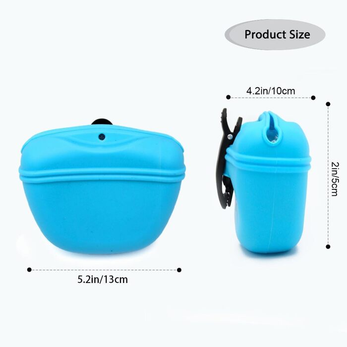 Силіконові мішечки для корму для собак, з магнітною застібкою, для прогулянок та тренувань на вулиці (1 шт., чорний та небесно-блакитний)