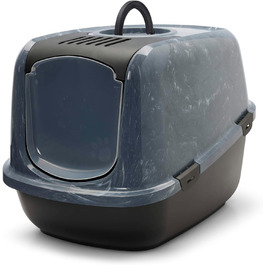 Туалет для котів XXL Nestor Jumbo, чорний мармур, для великих порід, 66,5×48,5×46,5 см