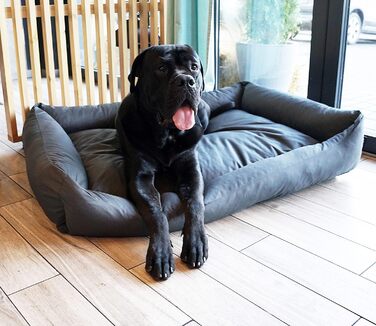 Водонепроникне собаче ліжко 4L Textil Koko для великих собак, корзина, знімний та пральний чохол, подушка, графіт (80x60 см, сірий)