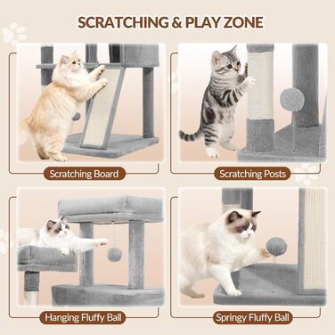 Котячий будиночок Kratzbaum 178 см, великий, сірий. Стабільний з когтеточками, лежаками, платформами та іграшками. FPMS005FG1