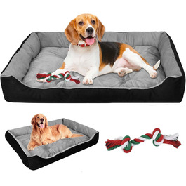Крісло-ліжко для собак великих порід, м'яке, зручне, чорно-сіре, 90x70 см
