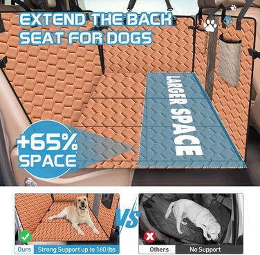 Водонепроникний килимок для собак у машину, XXL, помаранчевий - захист заднього сидіння