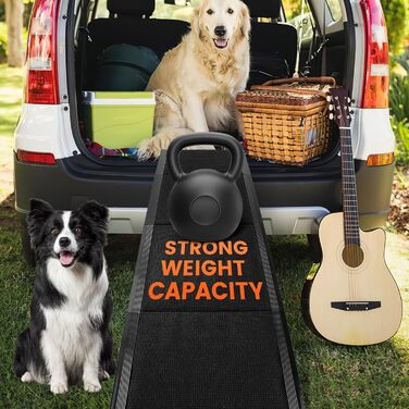Рампа для собак Hunderampe, 180 x 50 см, авто-складна, антиковзаюча, для легкових автомобілів, позашляховиків та вантажівок, до 110 кг, для великих та літніх собак, алюмінієвий каркас, довга