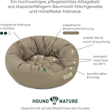 Еко-лежак для собак HOUND & NATURE St. Moritz, круглий, м’який, машинне прання, донат-форма, для малих порід, 65х60 см, колір тауп